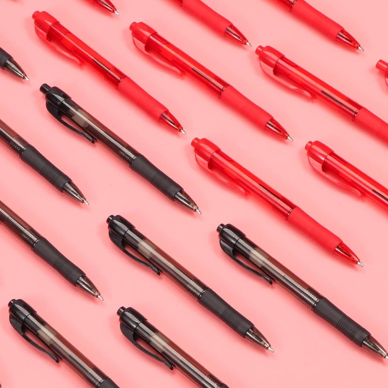 deegtran Pens Bulk, 100 Pack No Bleed Black & Red Ink Click Pens with Soft Grip, Wholesale Retractable Ballpoint Pens for Office School, Medium Point Smooth 1.0MM - Image 4